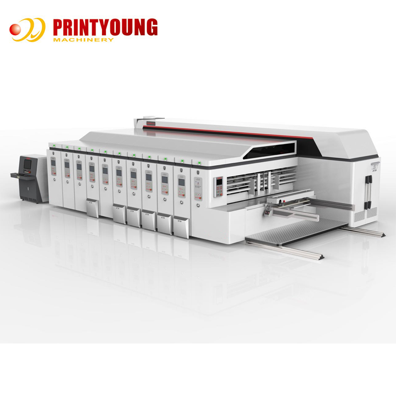 PRY1224 Vacuum Transfer Fully Automatic Slotting Die Cutting Lead Feeder Flexo Three Color Carton Box Printing Machine