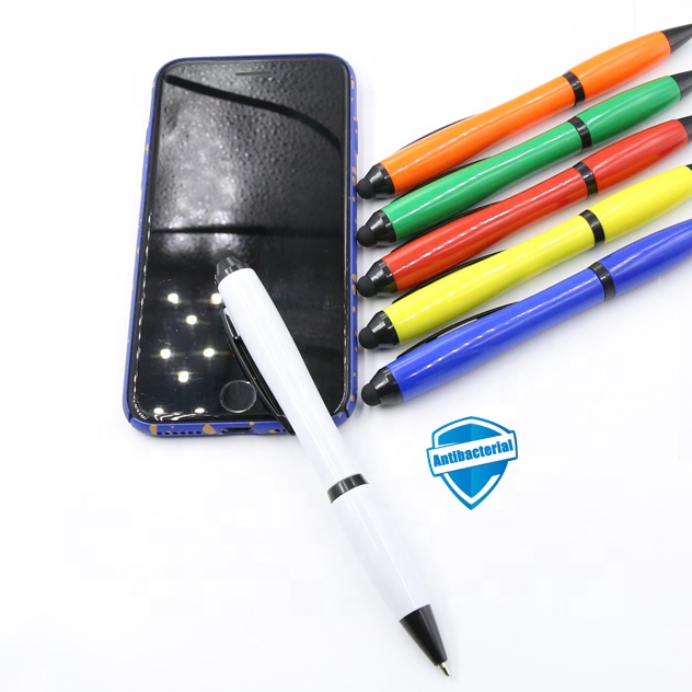 2020 New Plastic Colored Wheat Straw Stylus Antibacterial Eco Promotional Ball Pen