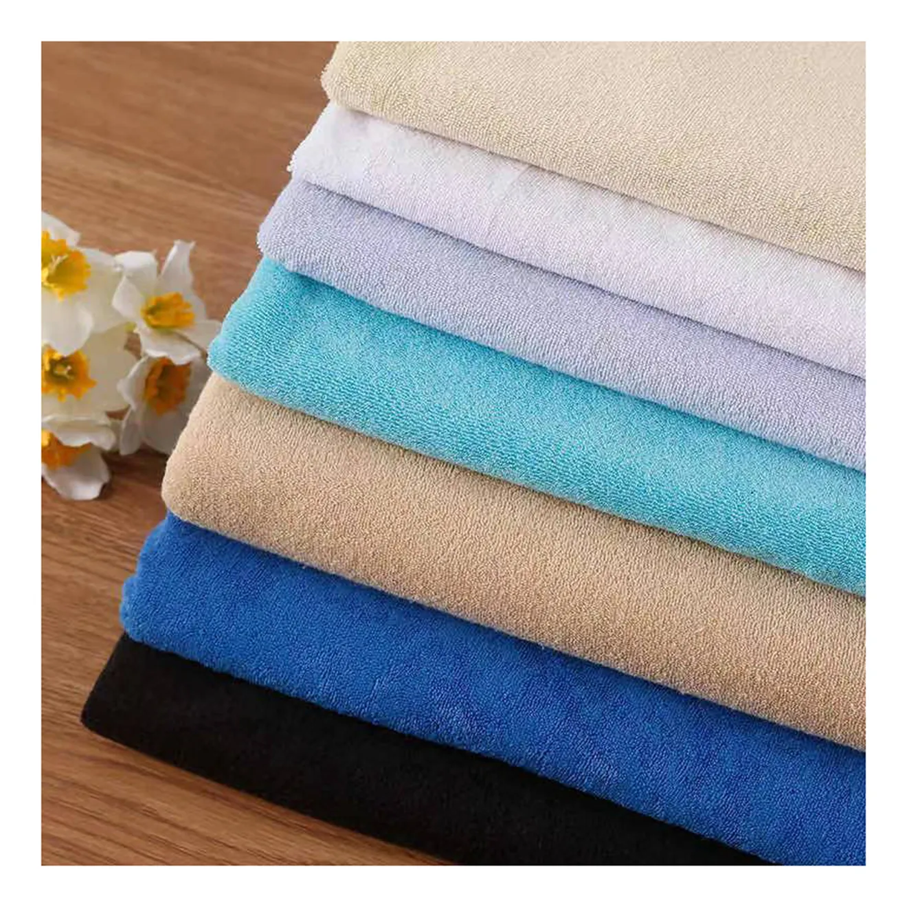 Hotel hoem textile terry cloth 100% cotton towel cleaning fabric toweling robe baby clothes newborn fabrics