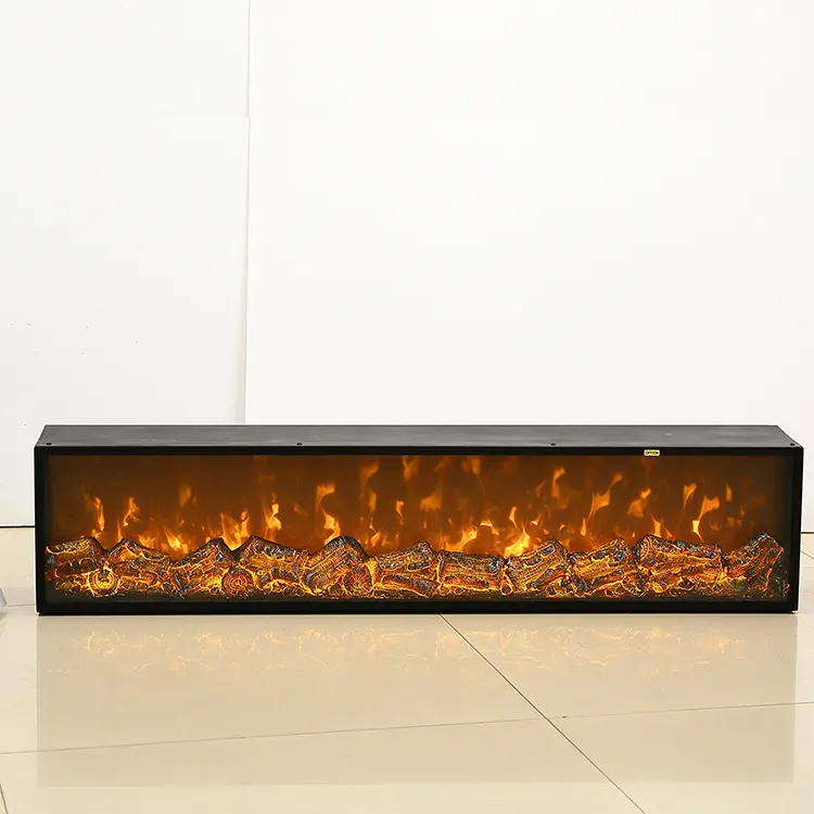 Modern 1000mm Electric Fireplace Insert Simulated Flame LED Indoor Steel Remote Control Household Use Including Hotels US Plug