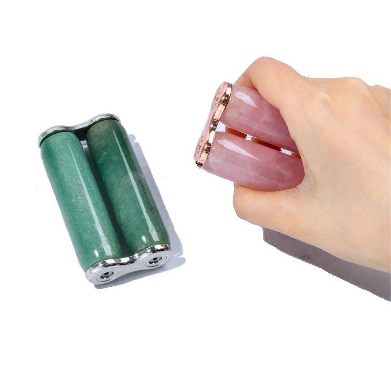 Custom Logo Jade Stone Stress Relief Tool Natural Crystal Hand Rehabilitation Finger Strength Flexibility Exercise Massager