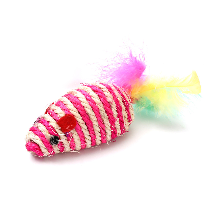 Sisal Mouse Shape Cat Interactive Pet Vocal Toy Kitty Chewing Cat Toys