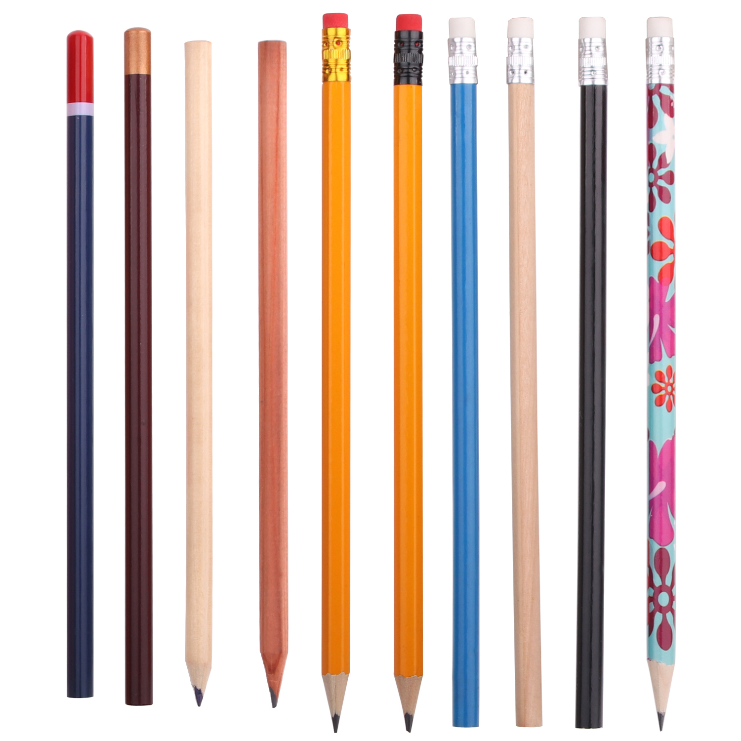 Customized logo graphite pencil round yellow bulk hb pencil for student wooden with eraser standard pencils