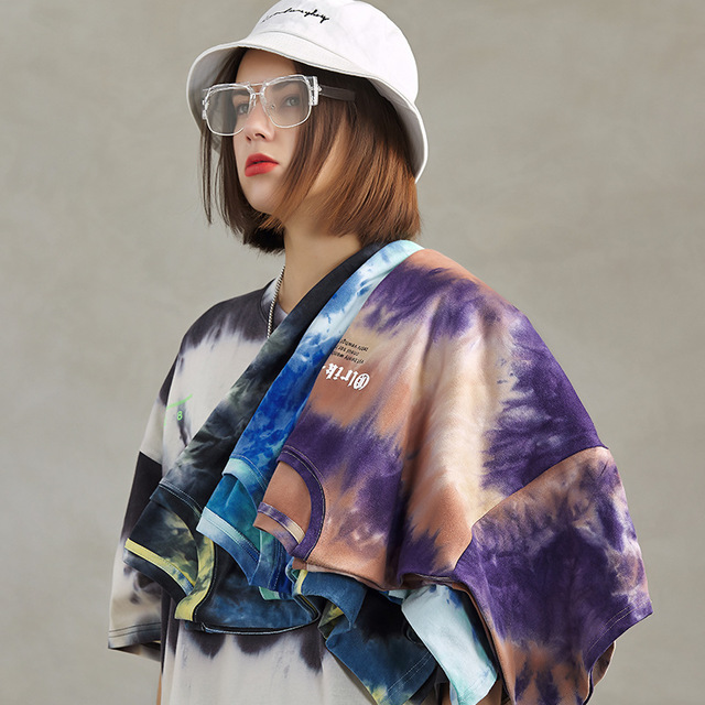 Wholesale latest custom logo summer women tie dye t-shirt