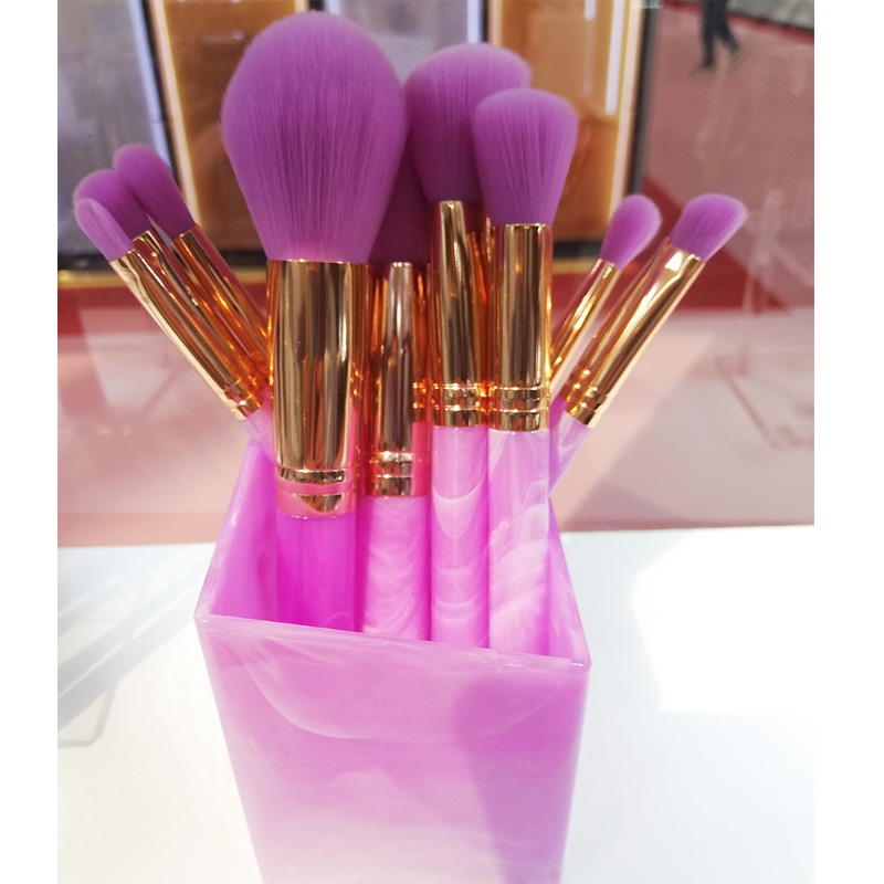 Premium quality 5/7/8 pcs brushes for eye shadow pink purple rose quartz handle makeup brush set