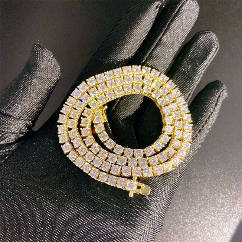 Индивидуальные личные роскошные Твердые 14k золотые ювелирные изделия VVS белый цвет свободные Moissanite алмазные теннисные цепи для мужчин