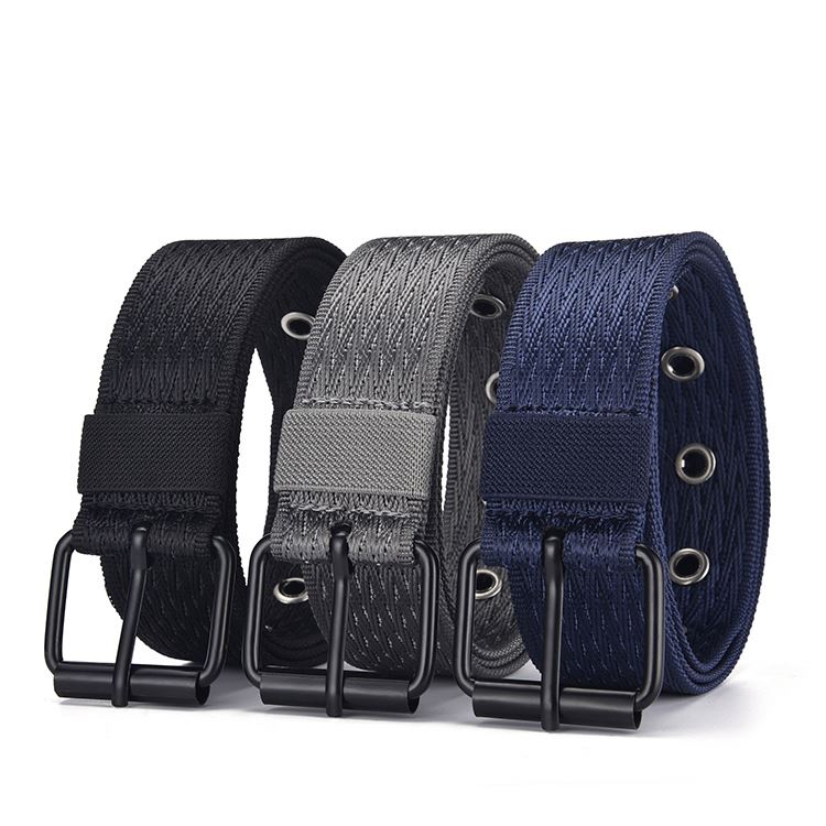 Men's canvas belts china wholesale custom new canvas knitted pin buckle belt