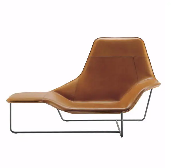 Classic Leisure fiberglass fabric or PU stainless steel legs luxury recliner Zanotta Lama chaise lounge chair