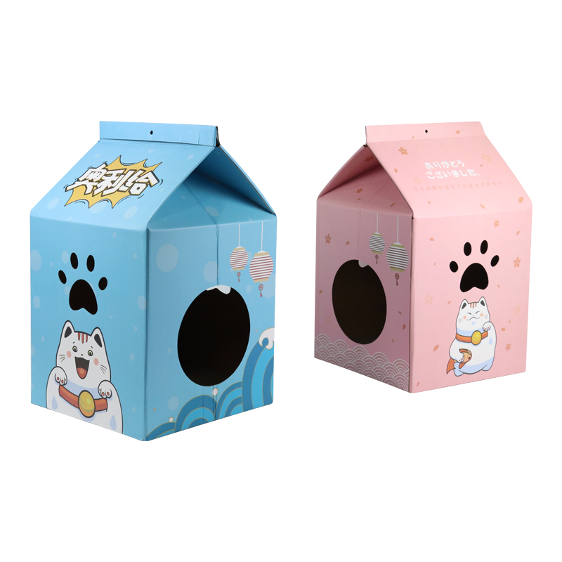 Кошачьи игрушки домики из гофрированной бумаги без царапин кошачья мята молочная коробка картонная Когтеточка для кошек