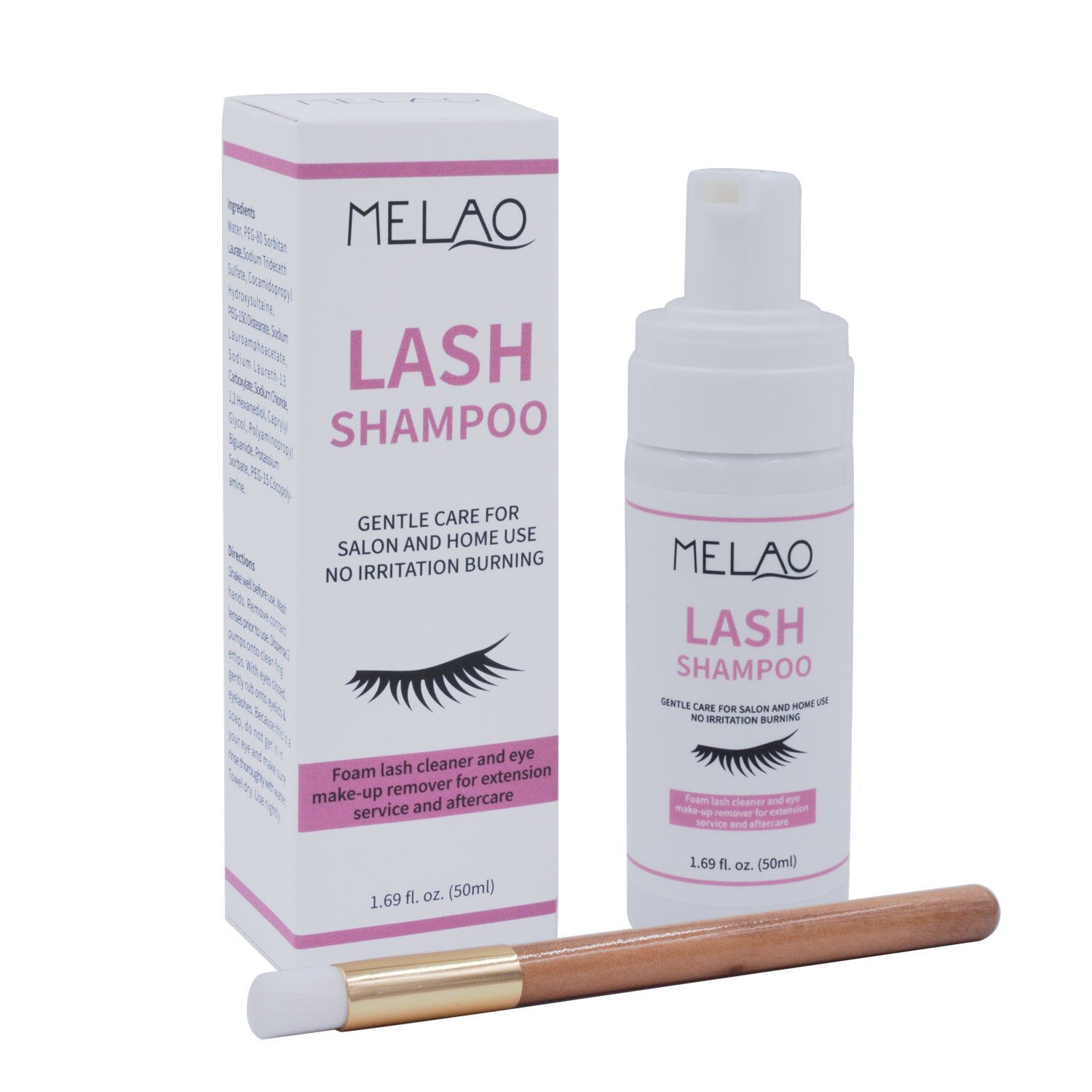 Wholesale 50ml Lash Shampoo Gentle Care Oil Free Eyelash Extension Shampoo Foam Cleanser
