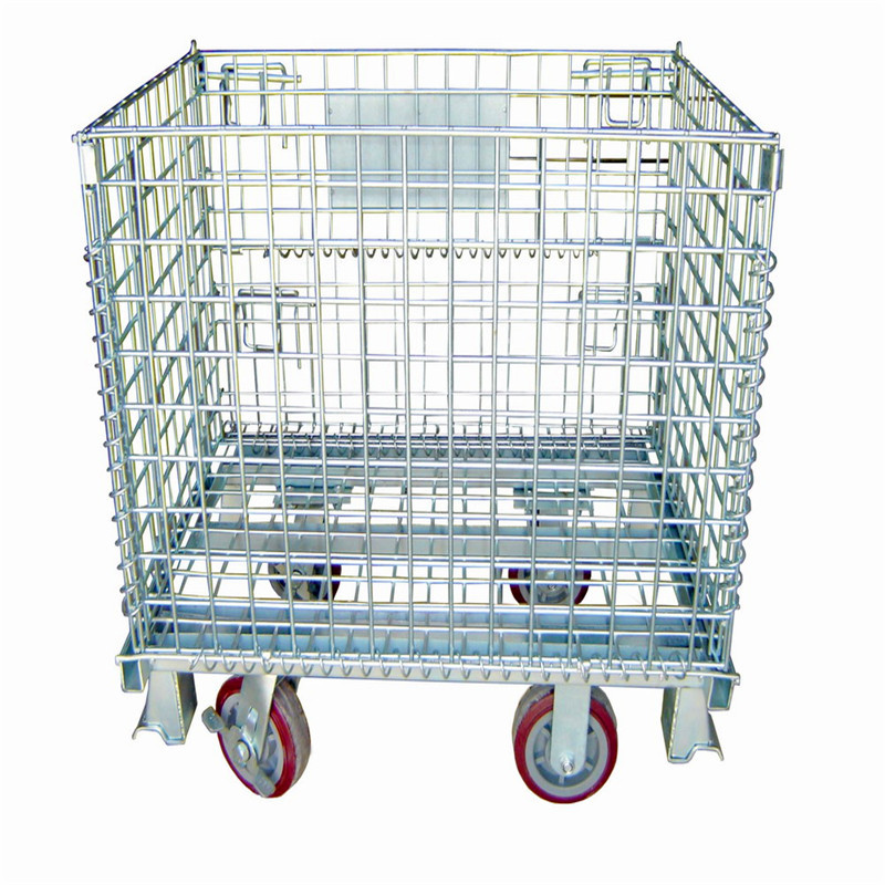 Collapsible mesh container capacity stackable storage cage