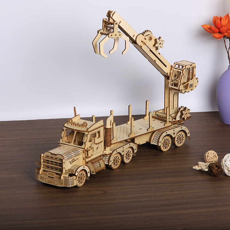 DIY Wood Puzzle Model Kit Car Truck Crane Stereo Model Diy Assembly Wooden 3d Puzzle toy