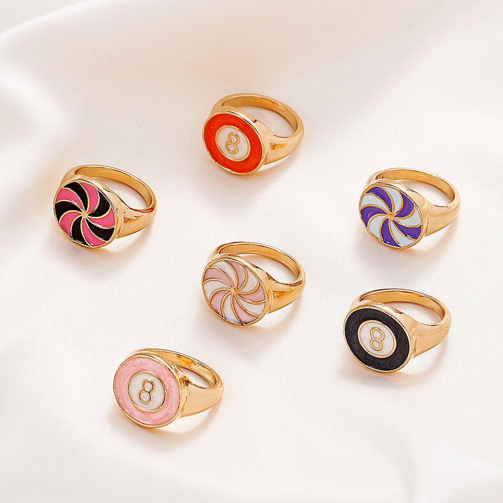 y2k Women's Fashion New Jewelry Metal Color Dripping Oil Personality Color Matching Windmill Joint Ring