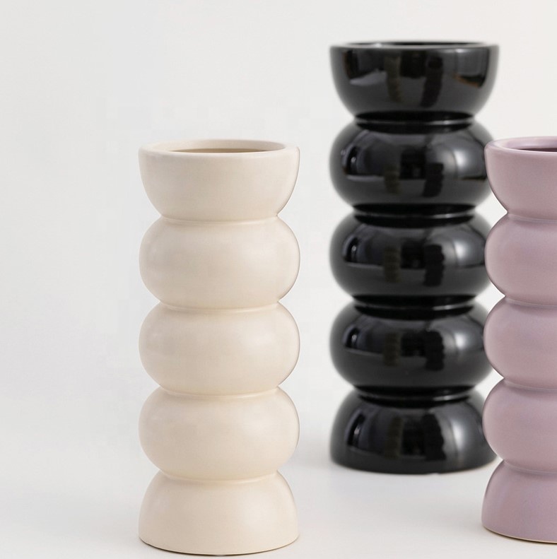 2024 Minimalist Cream White Small Tall Circle Round Cylinder Floral Porcelain and Ceramic Vases