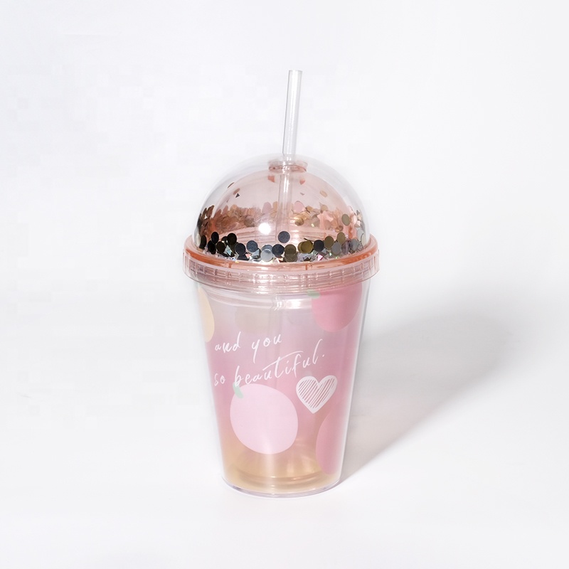 Пластиковые чашки для воды Girlwill Lemon love с крышками и соломинками, милые пластиковые кружки с логотипом на заказ