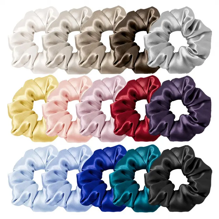 Wholesale Solid Color Hair Ties Middle size 3.5cm 100% Mulberry Silk Hair Scrunchies