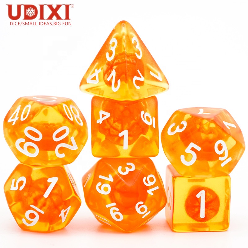 Реалистичные оранжевые Мандариновые кости Udixi, полимерные кости для игры в игры на доске и карточках Мтг, Подземелья и Драконы, набор высококачественных костей для ролевых игр
