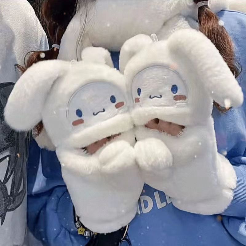 Зимние перчатки для девочек, корейские теплые плюшевые перчатки cinnamoroll для девочек