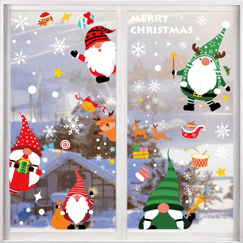 Christmas window stickers Amazon explosion models Santa Claus electrostatic stickers shopping mall glass window decorations