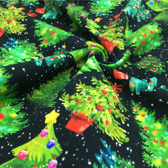 Christmas Design Cotton Spandex Custom Digital Printing 95% Cotton 5% Lycra Hosiery Fabric Cut Piece Western Fabric By The Yard