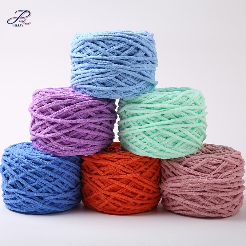 Bojay Hand Knitting Yarn Super Soft Fine Chunky For Crochet Baby Kids Blanket 100% Polyester Chenille Blanket Yarn