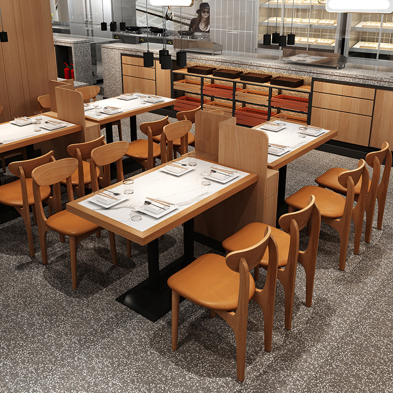 Solid wood restaurant tables and chairs Coffee shop hot pot restaurant milk tea dessert shop sofa furniture dining chair