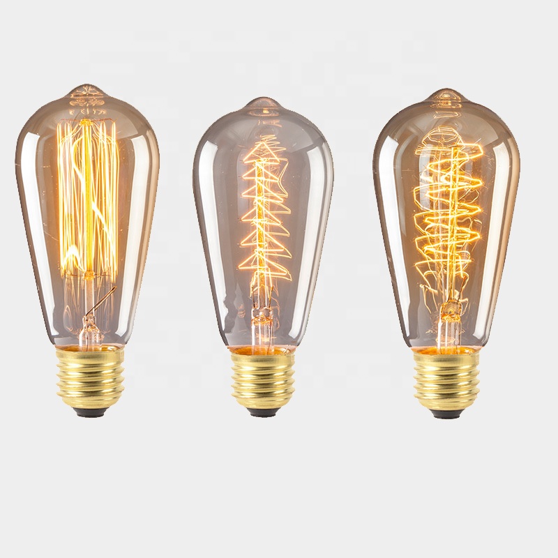 Luces Led Lampada Incandescent Bulb Lamp Edison Vintage Antique Style St64 Tungsten Light Bulb E27 220V 40W 60W