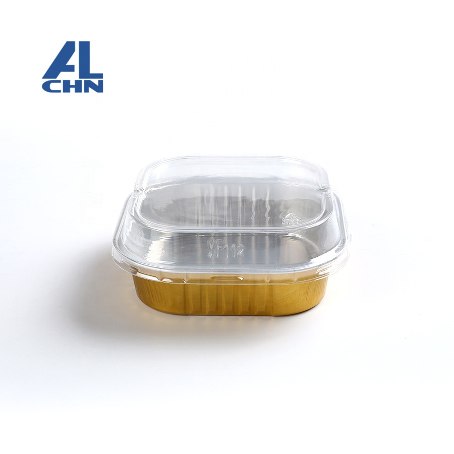 ALCHN 125 мл/4oz квадратные золото влажной упаковки еды алюминиевой фольги контейнеры из алюминиевой фольги