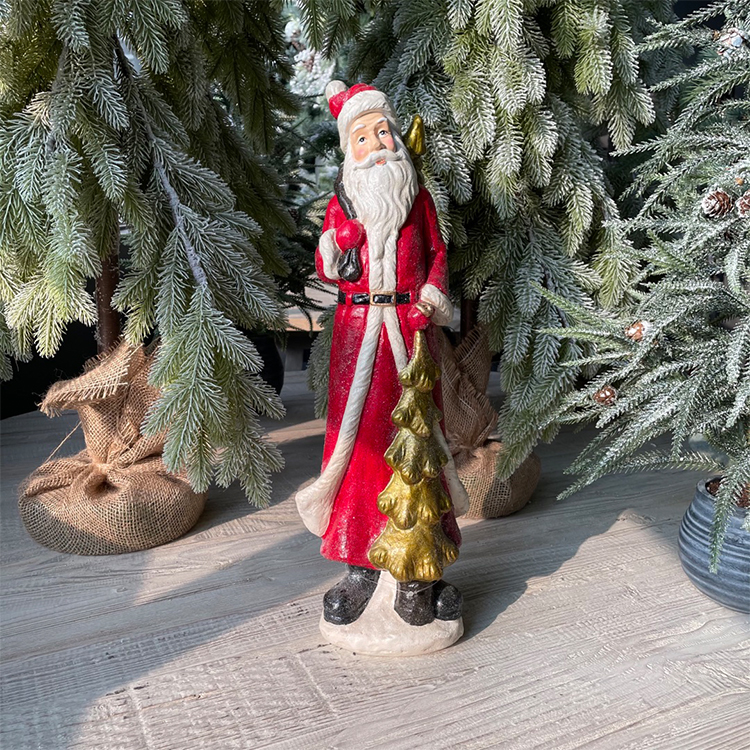 Wholesale Customization Xmas Table Desk Decor Toys Polyresin Glass Christmas Santa Claus