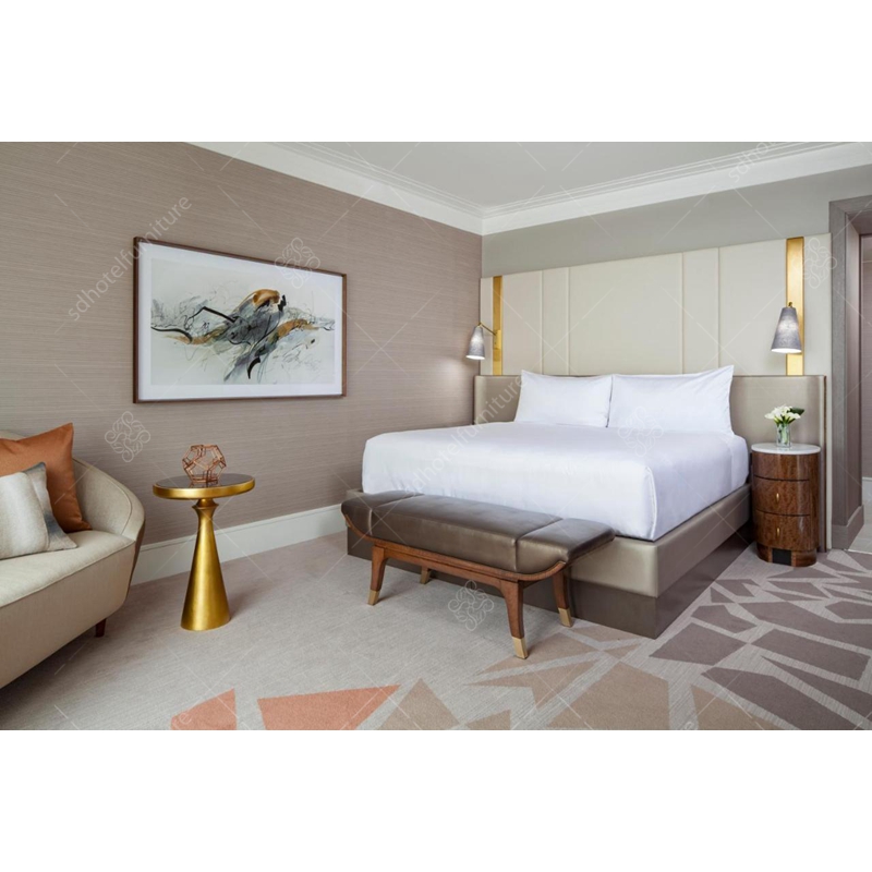 Modern Asia bedroom sets king size hardwood for hotel bedroom furniture