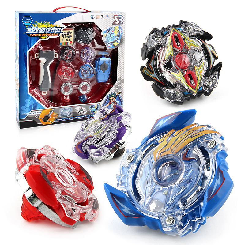 Spinning Top Toy Sets with 4 Gyros and Launcher Burst Bey Blade with Fighting Disc for Kids DIY Game Brain Box Packaging Color