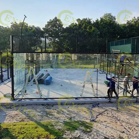 EXITO 100*100*3mm Hot Dip Galvanized Padel Tennis Courts Assembled In China Panoramic Paddle Tennis Court
