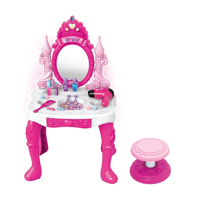 Fantasy Castle Dresser Princess Girls Makeup Set Dressing Table Toy Dresser With Mirror Toy (Light And Music)