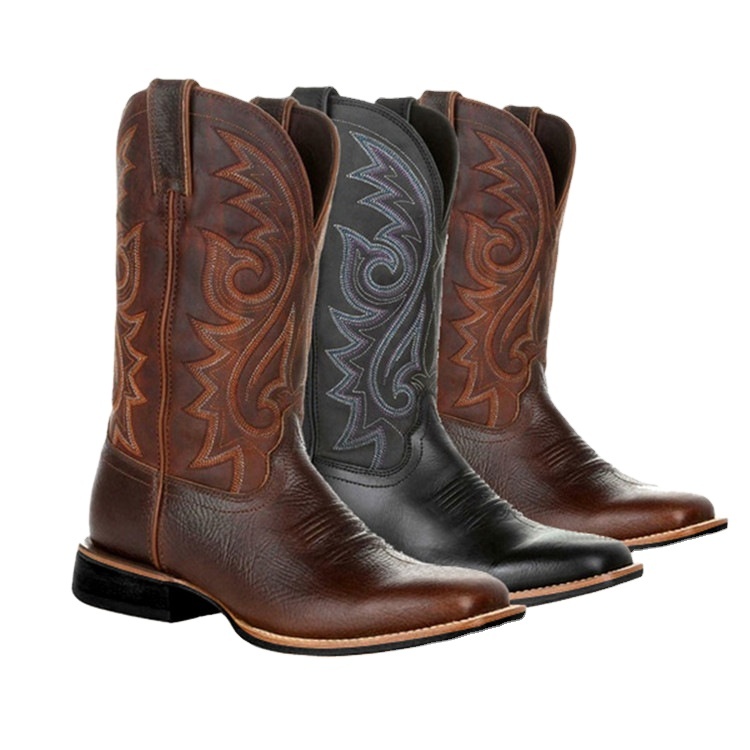 Good Sell Men PU Cowboy Boots Shoes Factory Custom Cheap Western Cowboy Boots Mens Fashion Design Men Boots Botas Vaqueras