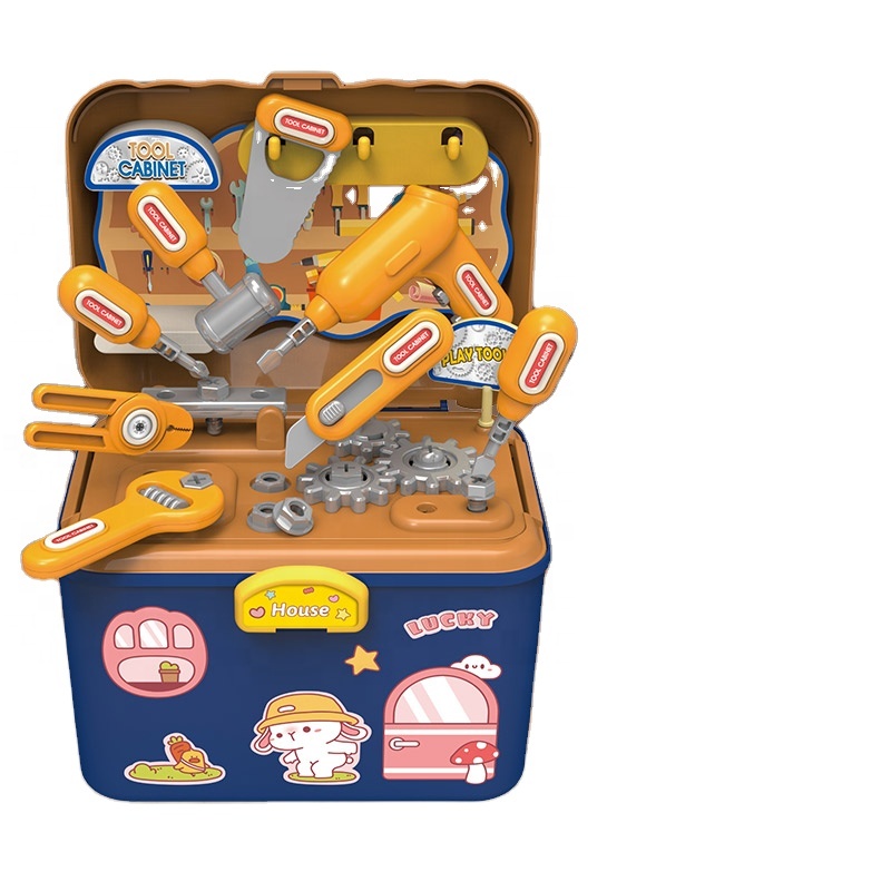 OEM 2 In 1 Repair Tool Accessories Set Toy Tool Kit Construction Work Bench Storage Tool Box Set For Kids