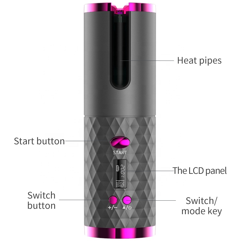 Hot Selling Rechargeable Wireless Hair Curler Curling Auto Cordless Automatic Ceramic Mini Hair Curler