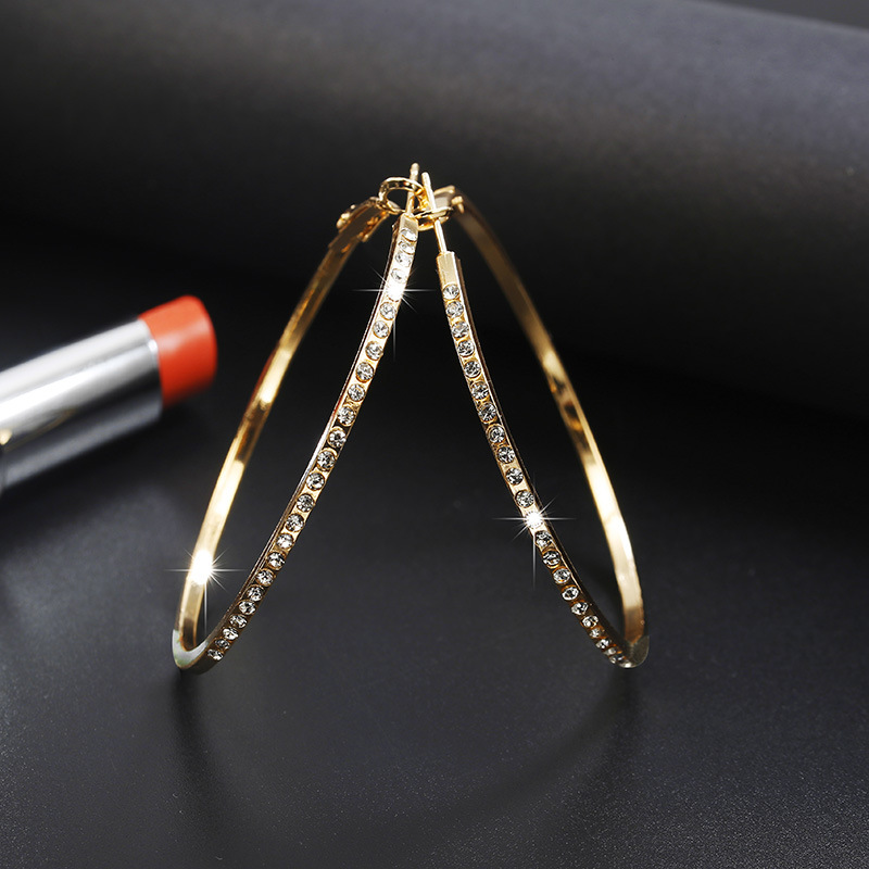 2021 Wholesale trendy big large crystal diamond statement hoop earrings