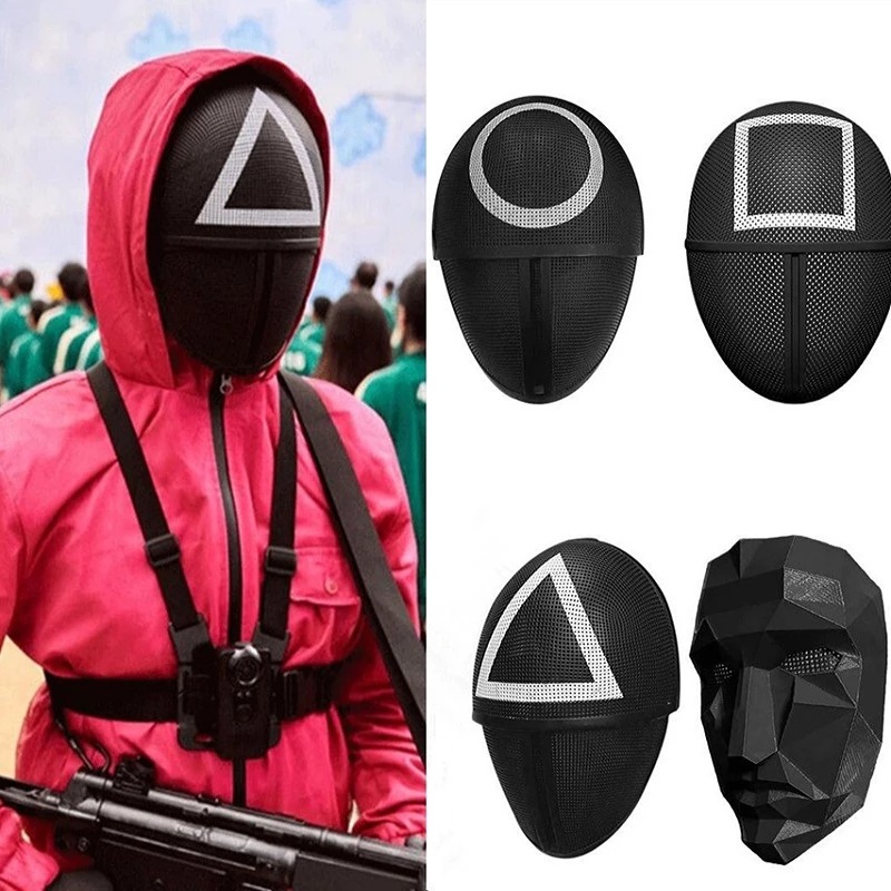 2021 Hot Sale Wholesale Black Squid Game Cosplay Props Man Cosplay Halloween Party Face Mask