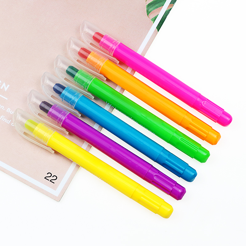 6pcs custom logo printed gel highlighter colorful Jelly highlighter pen for promotion