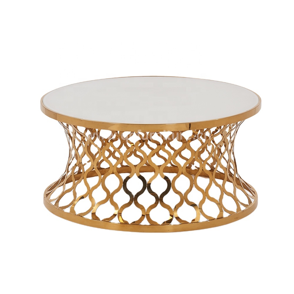 stainless steel metal with marble top made for home decor in new design coffee table