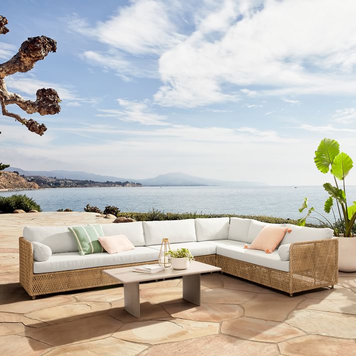 Patio couch sofa set garden set wicker furniture outdoor 4-piece L-shaped sectional