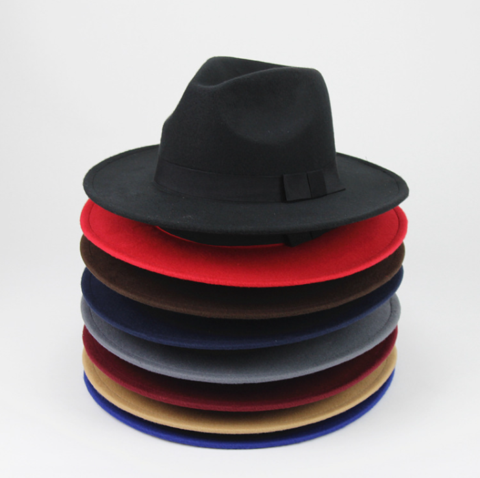 Unisex black and white cowboy fedora bucket hat men's and women's top hat felt hat