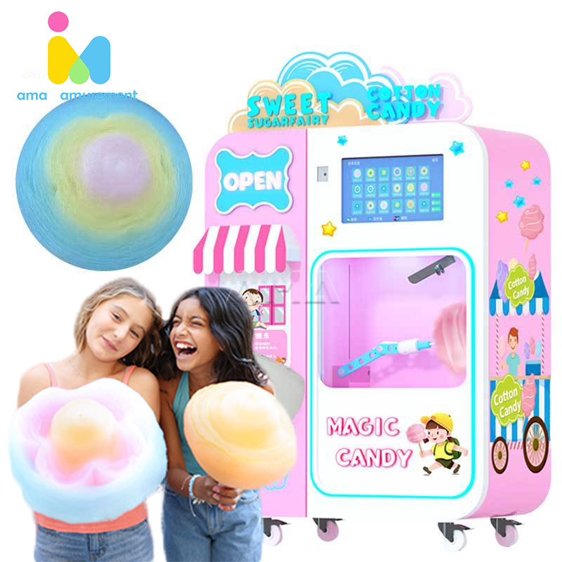 AMA new professional commercial automatic vertical cotton candy vending floss machine price fully automatically for sale trade