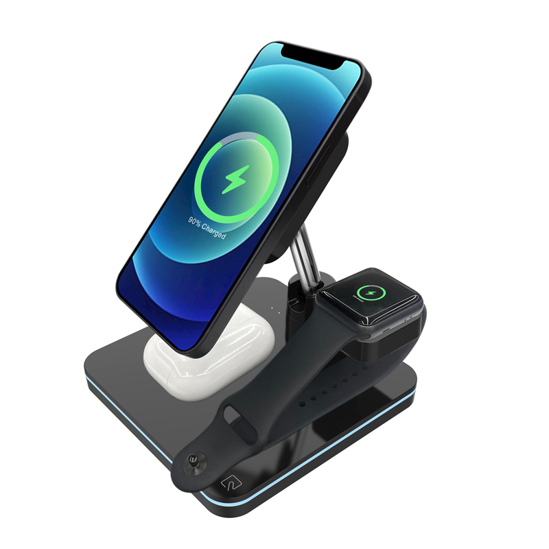 Amazon hot selling multifunctional magnetic wireless car charger Qi 3 in 1 Wireless charger mobile phone holder