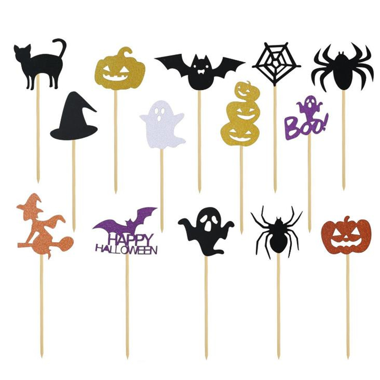 Halloween Cake Insert Cards 6 Sticks Halloween Theme Dance Party Dessert Decoration Insert Flags Cake Toppers