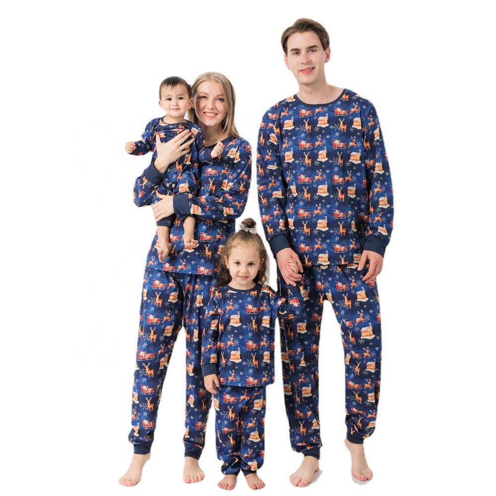 Wholesale Christmas Family suit Women's Thermal Long Sleeve Reindeer Sleepwear christmas pajamas women