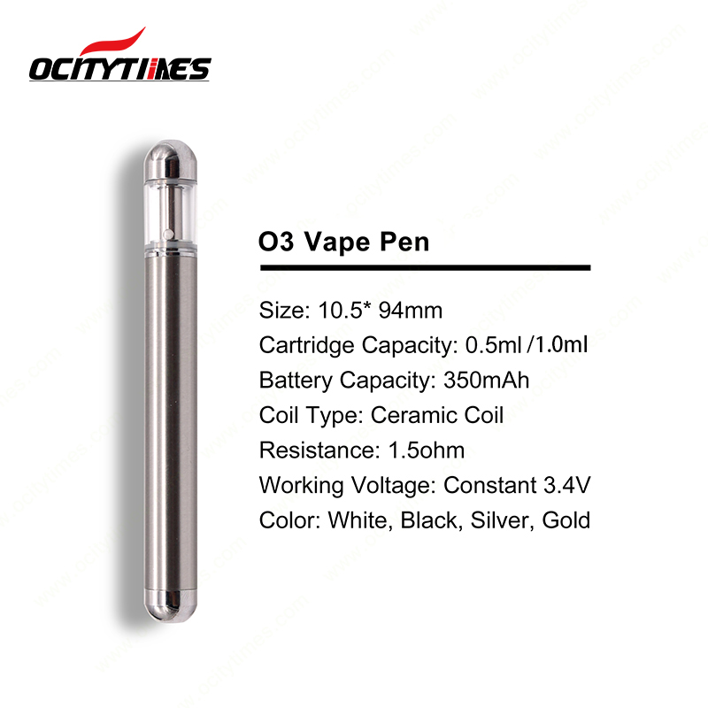 ocitytimes vape e cigarette 350mah vape battery ceramic coil cart O3 cbd vape pen