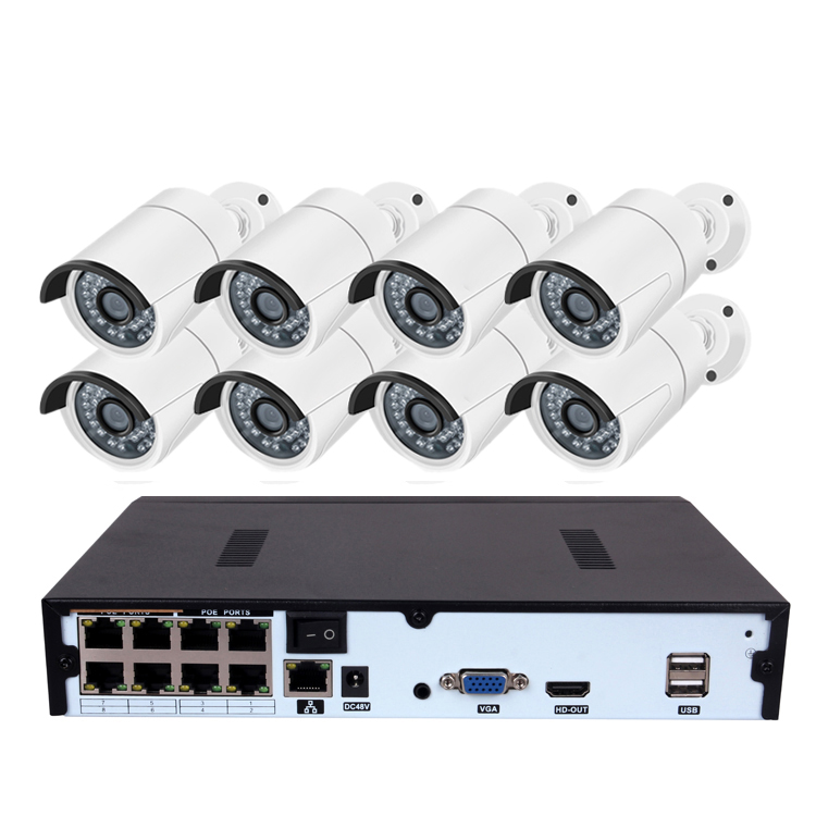 H.265 8CH NVR 5MP Bullet Home Security POE IP Camera CCTV System