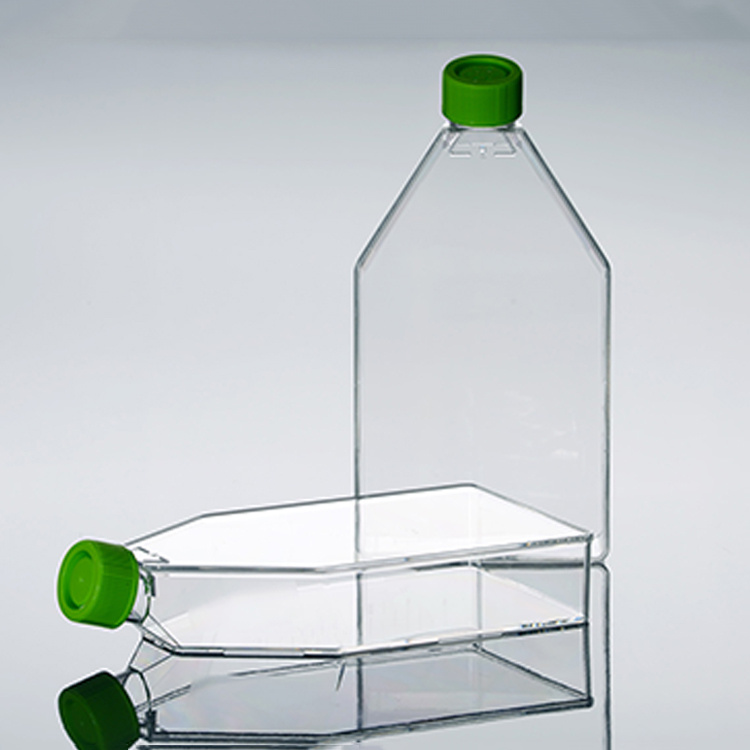 Disposable laboratory plastic cell culture flask