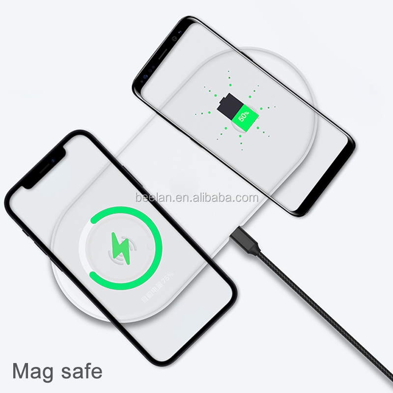 Оптовая продажа Пользовательский логотип Mag безопасное зарядное устройство для Apple iPhone Samsung 2 в 1 быстрая зарядка Pad док-станция присоска магнит Беспроводное зарядное устройство